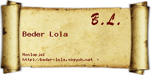 Beder Lola névjegykártya